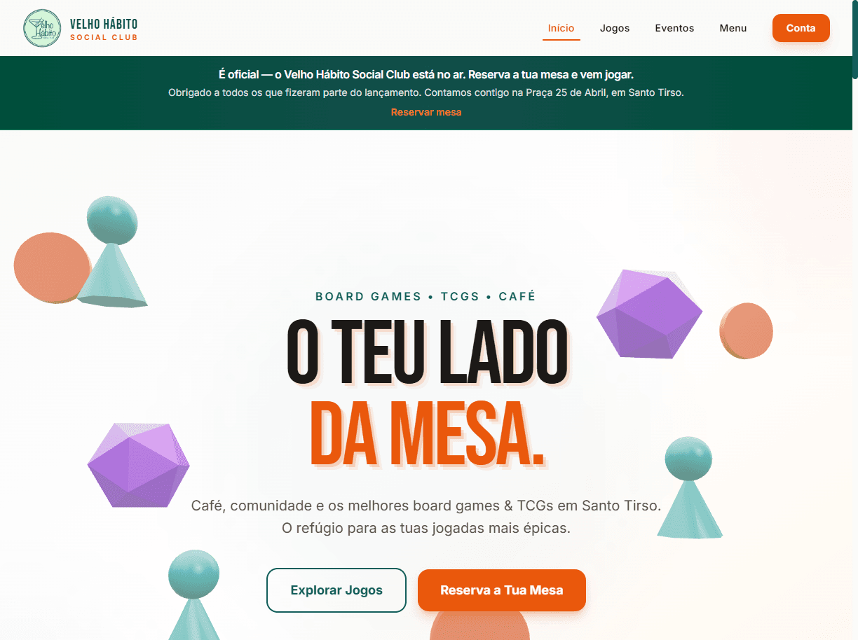 Screenshot do website Velho Hábito Social Club